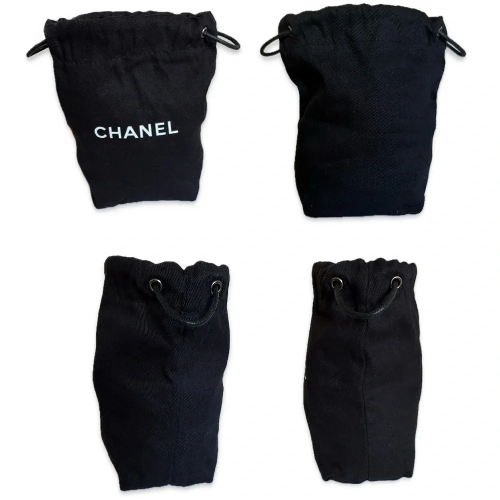 EUC Lot of 2x [Chanel] Black Canvas Drawstring Pouch Makeup Jewelry Bags - Picture 5 of 10